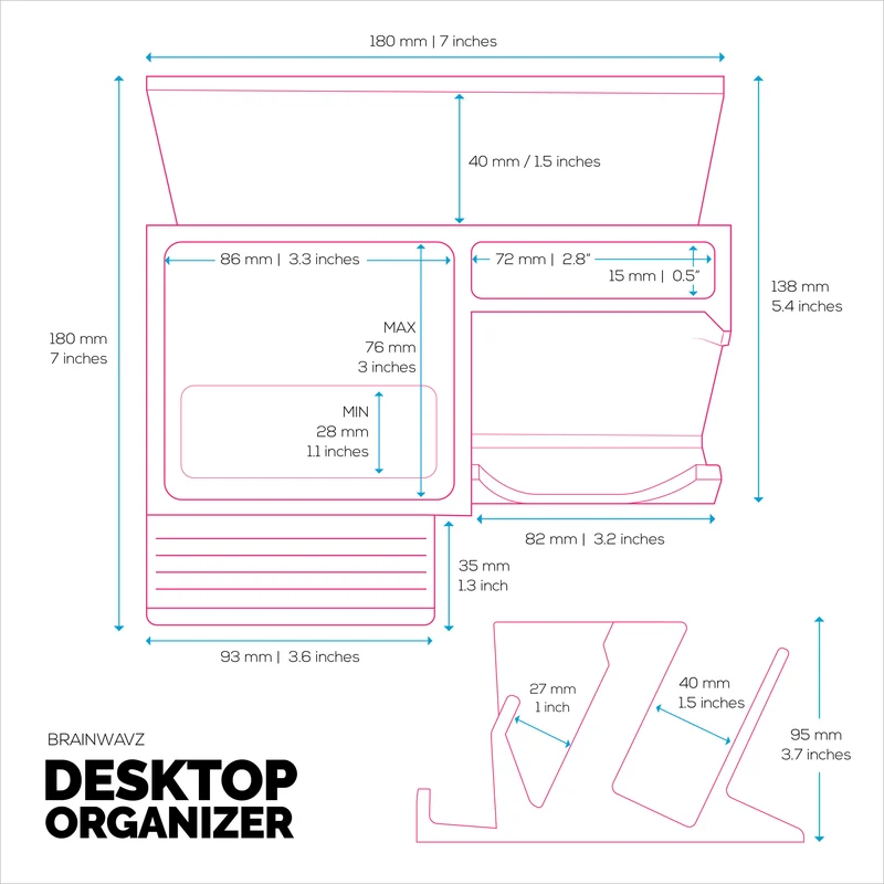 Support pour clavier, souris et téléphone de bureau avec rangement stationnaire, adapté aux petits ou grands claviers, tablettes, souris de jeu et de bureau
