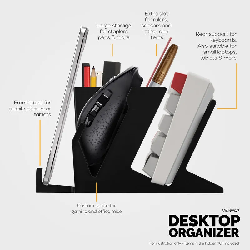 Support pour clavier, souris et téléphone de bureau avec rangement stationnaire, adapté aux petits ou grands claviers, tablettes, souris de jeu et de bureau