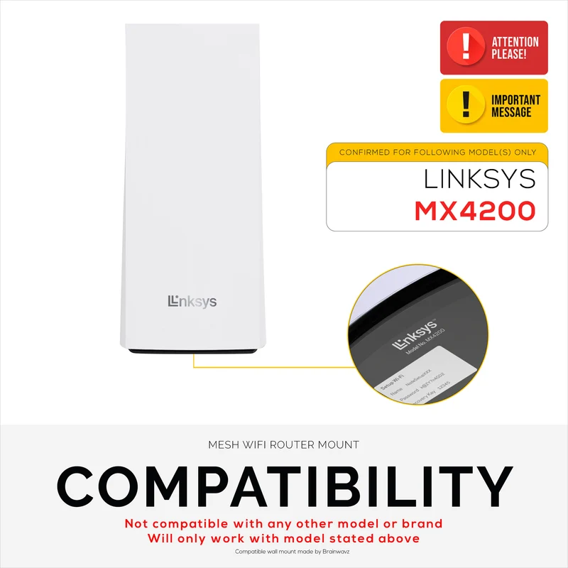 Support mural pour routeur Linksys MX4200 Mesh WiFi 6 (AX4200), support de support facile à installer, réduit les interférences et l'encombrement