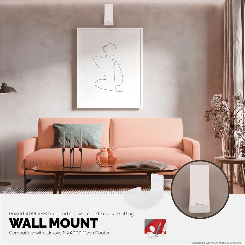 Support mural pour routeur Linksys MX4200 Mesh WiFi 6 (AX4200), support de support facile à installer, réduit les interférences et l'encombrement