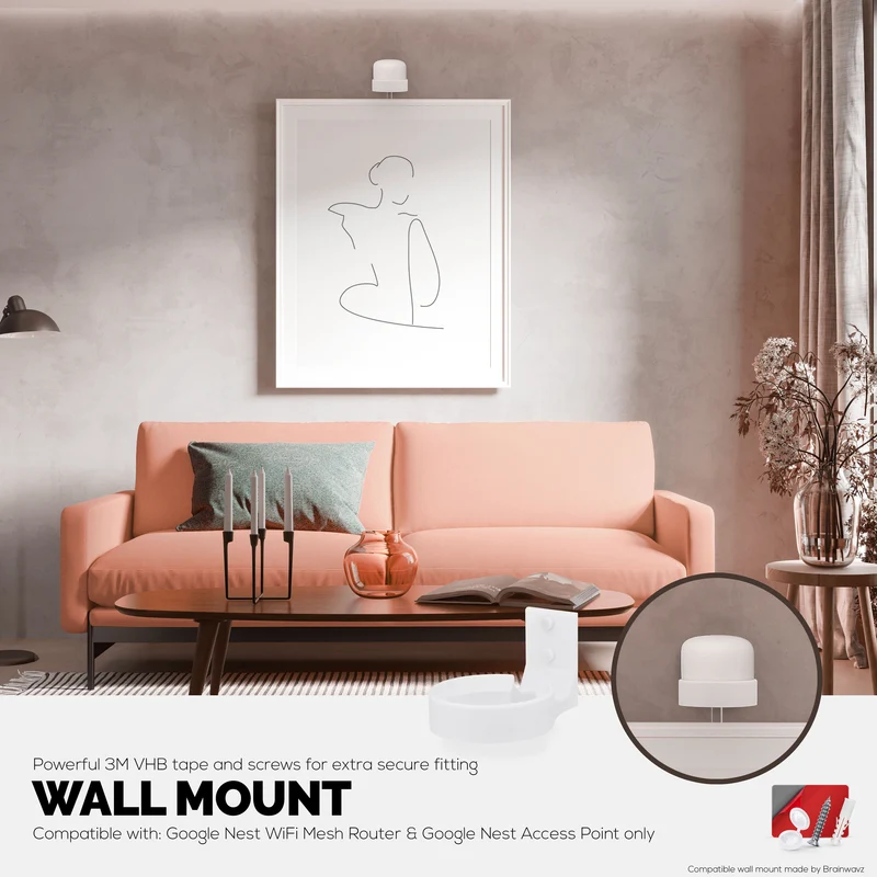 Support mural pour routeur Google Nest et Point WiFi Nest, support facile à installer, réduit les interférences et l'encombrement