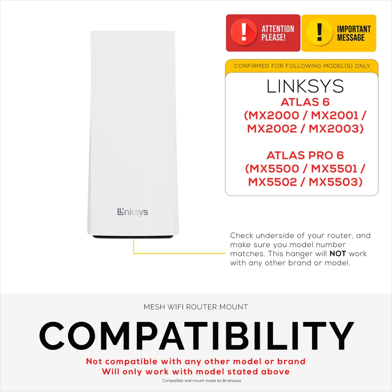 Support mural pour routeur WiFi Linksys Atlas 6/Atlas Pro 6, support facile à installer, réduit les interférences et l'encombrement