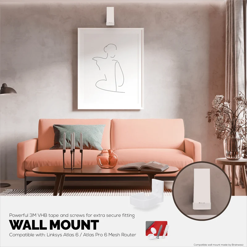 Support mural pour routeur WiFi Linksys Atlas 6/Atlas Pro 6, support facile à installer, réduit les interférences et l'encombrement