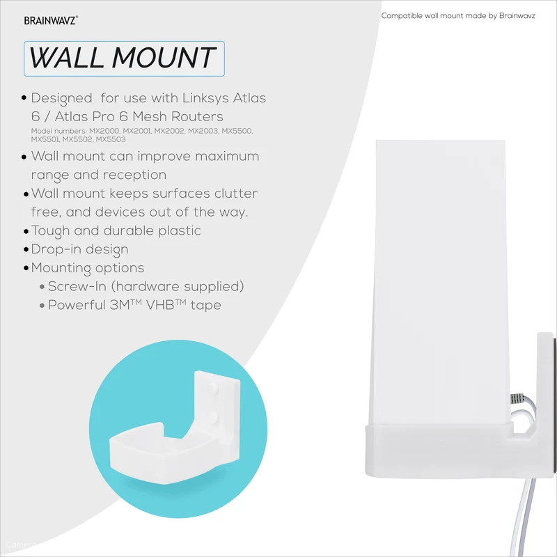 Support mural pour routeur WiFi Linksys Atlas 6/Atlas Pro 6, support facile à installer, réduit les interférences et l'encombrement