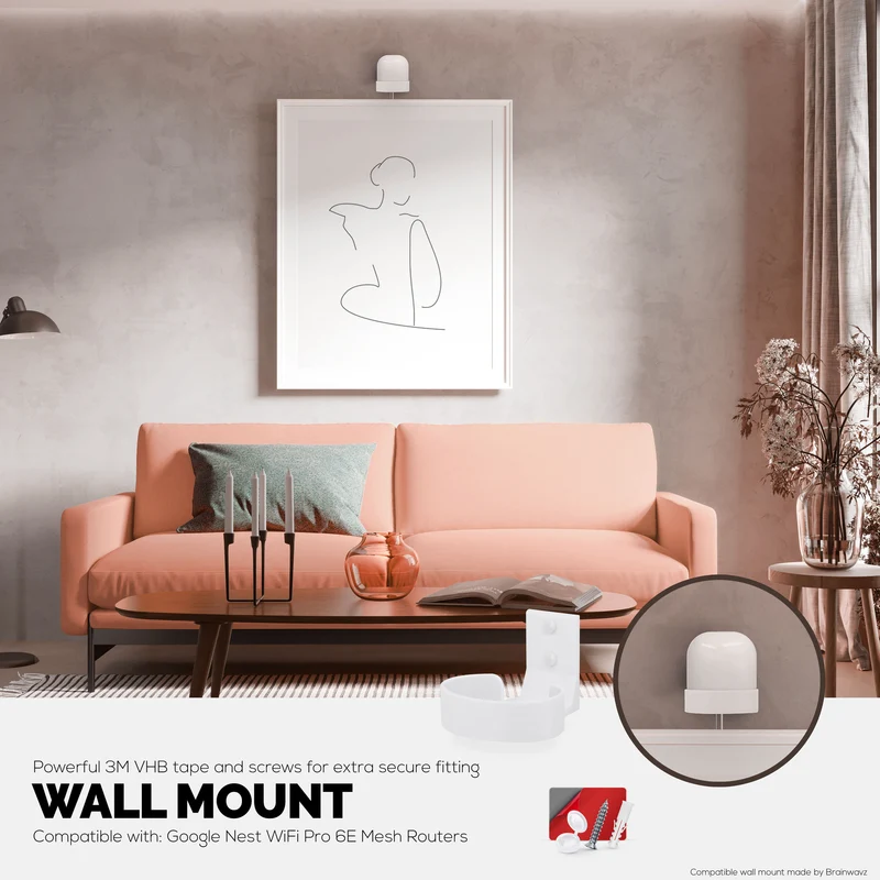 Support mural pour routeur maillé Google Nest WiFi Pro 6E, support facile à installer, réduit les interférences et l'encombrement