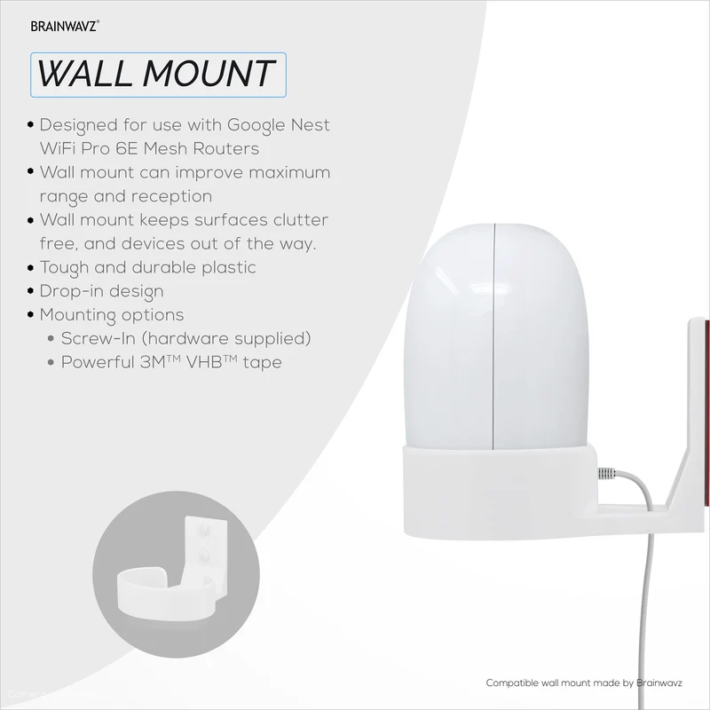 Support mural pour routeur maillé Google Nest WiFi Pro 6E, support facile à installer, réduit les interférences et l'encombrement