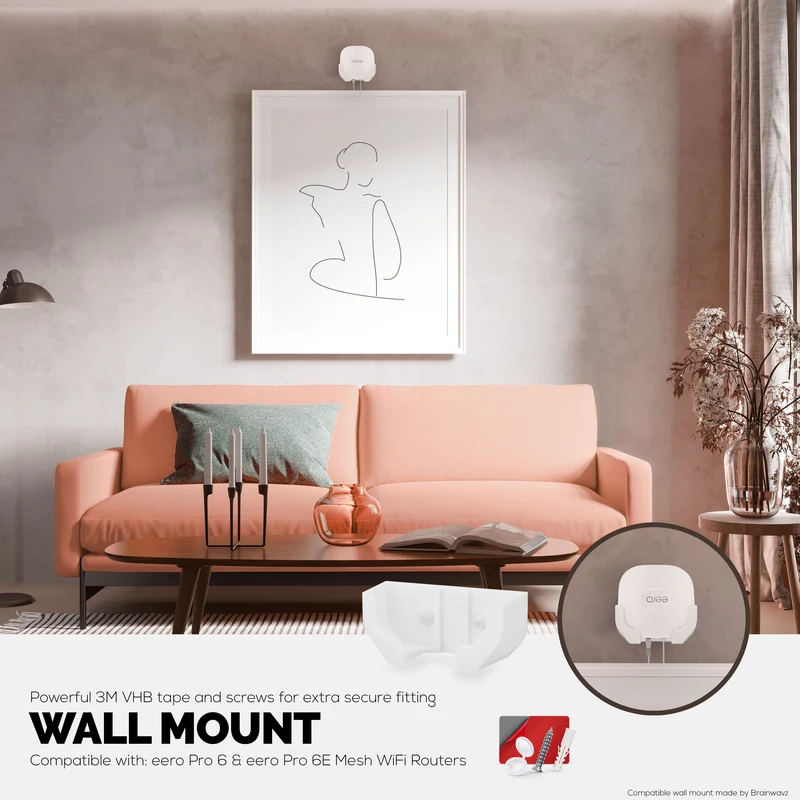 Support mural compatible avec le routeur WiFi maillé EERO Pro 6 et EERO Pro 6E, réduit les interférences et l'encombrement