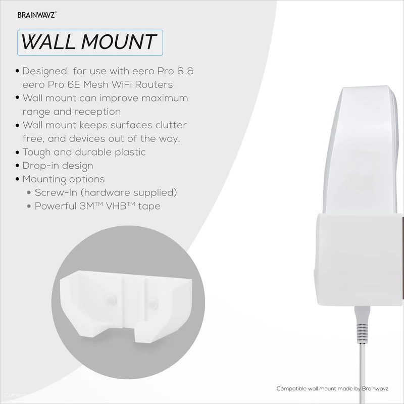 Support mural compatible avec le routeur WiFi maillé EERO Pro 6 et EERO Pro 6E, réduit les interférences et l'encombrement