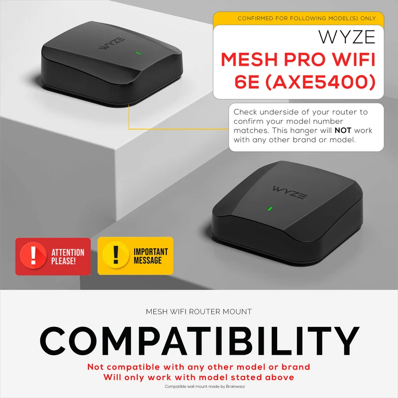 Support mural compatible avec Wyze PRO (AXE5400) routeur maillé Wi-Fi 6E tri-bande, support de support facile à installer, réduit les interférences et l'encombrement