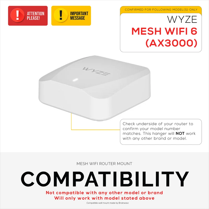 Support mural sans vis pour routeur maillé Wyze WiFi 6 AX3000, adhésif VHB puissant, facile à installer, réduit les interférences et augmente la portée, montage à coller et à visser