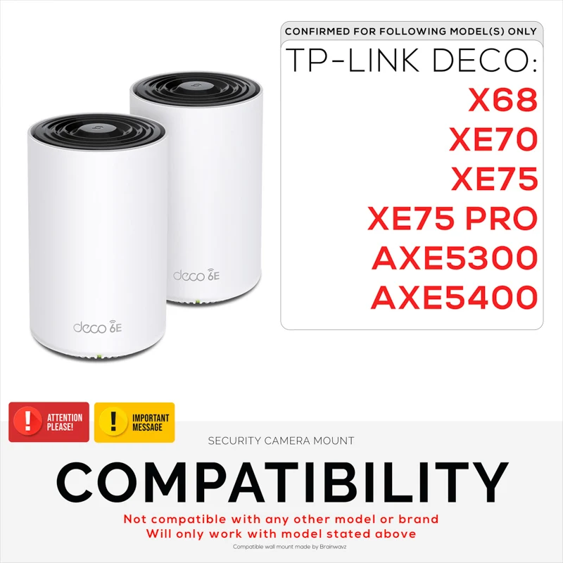 Support mural sans vis pour TP-Link Deco X68, XE70, XE75, XE75 PRO, AXE5300 et AXE5400, facile à installer, sans salissures, réduit les interférences et augmente la portée, support adhésif, blanc par Brainwavz