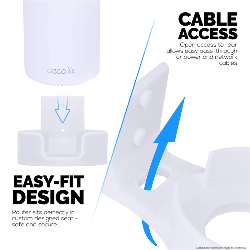 Support mural sans vis pour TP-Link Deco X68, XE70, XE75, XE75 PRO, AXE5300 et AXE5400, facile à installer, sans salissures, réduit les interférences et augmente la portée, support adhésif, blanc par Brainwavz