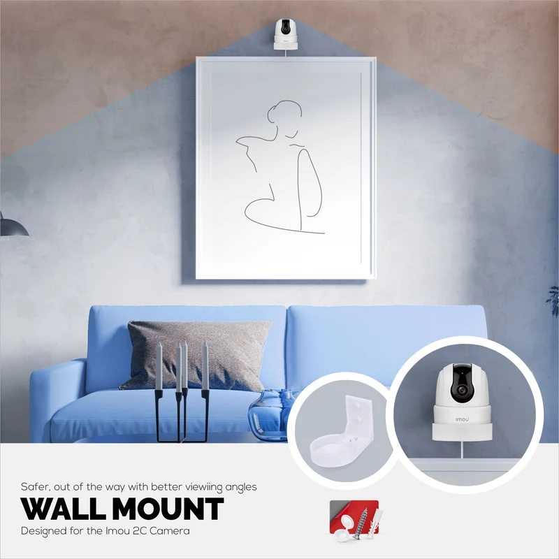 Support mural compatible avec la caméra intérieure Imou 2C 2MP et 2C 4MP pour animaux de compagnie et bébé, support de caméra de sécurité, réduit les angles morts et l'encombrement
