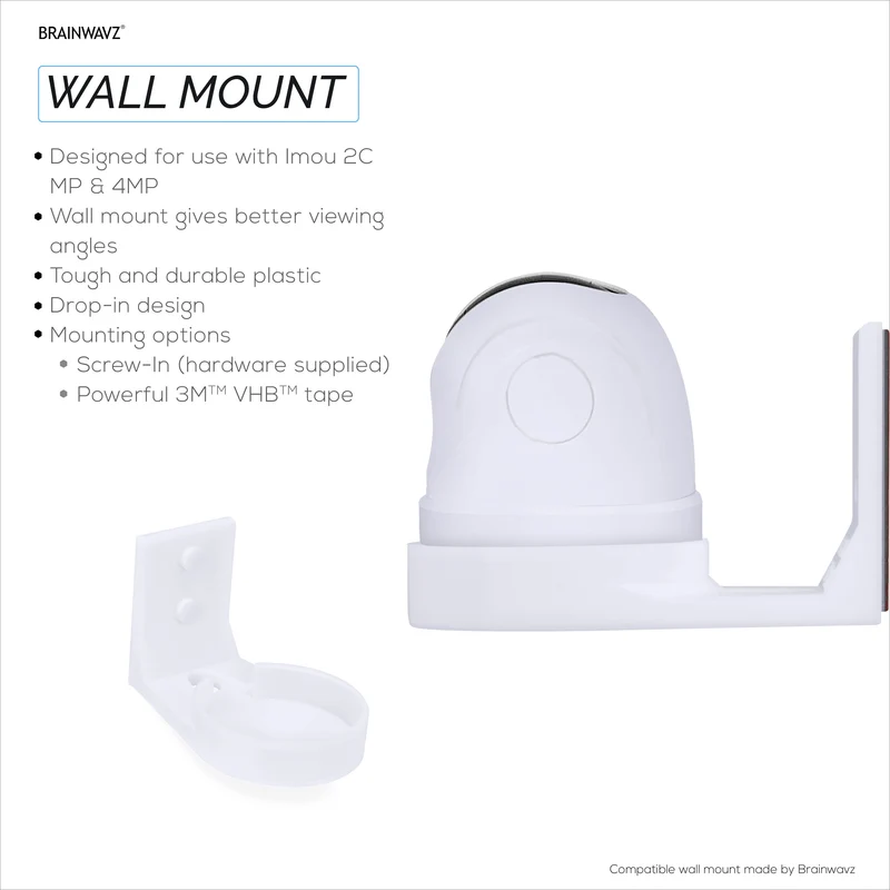 Support mural compatible avec la caméra intérieure Imou 2C 2MP et 2C 4MP pour animaux de compagnie et bébé, support de caméra de sécurité, réduit les angles morts et l'encombrement