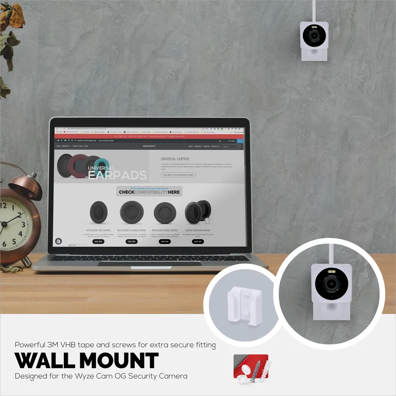 Support mural pour caméra Wi-Fi WYZE Cam OG intérieure/extérieure 1080p, support de support de caméra de sécurité, réduit les angles morts et l'encombrement