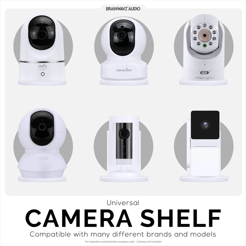 Étagère murale adhésive pour moniteur bébé et caméra de sécurité pour Eufy, Wyze, Nanit, Infant Optics, Wansview, Blink, TP Link, Kasa, Ring & More W03
