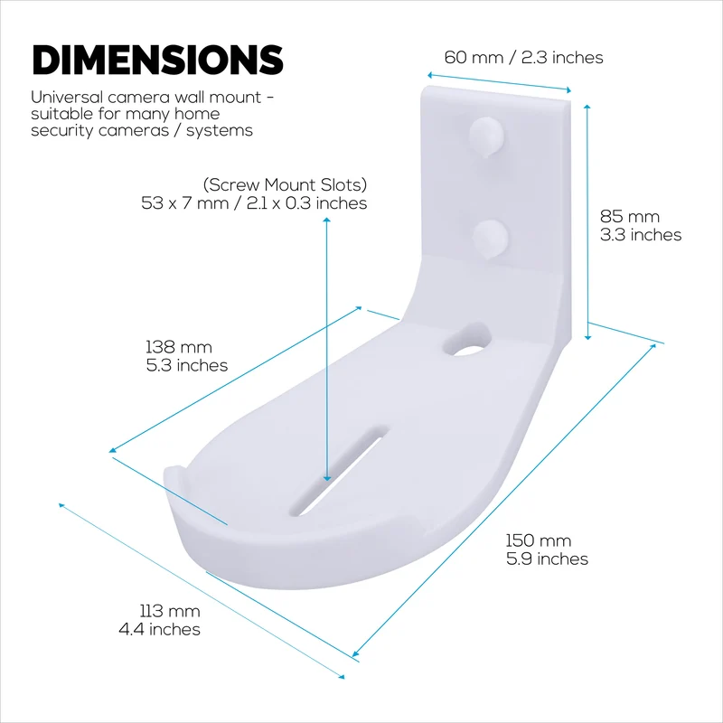 Support mural inclinable pour babyphone et caméra de sécurité compatible avec Eufy, Wyze, Wansview, Blink, TP Link, Ring et autres - Fixation adhésive et à visser, support facile à installer (W07)