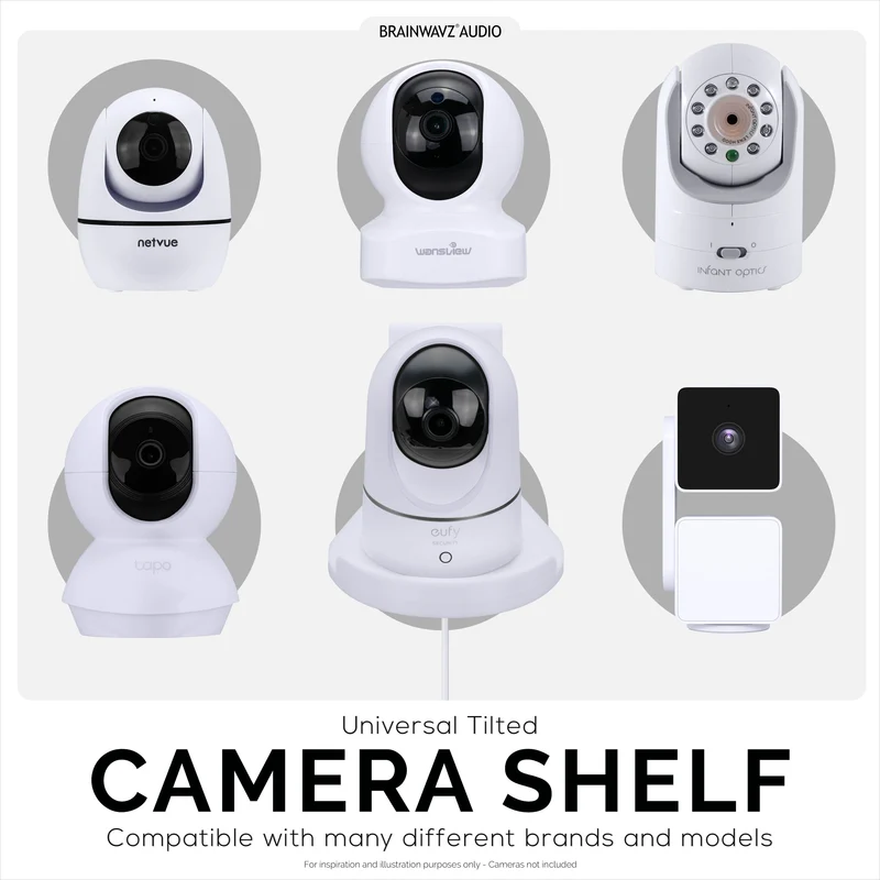 Support mural inclinable pour babyphone et caméra de sécurité compatible avec Eufy, Wyze, Wansview, Blink, TP Link, Ring et autres - Fixation adhésive et à visser, support facile à installer (W07)