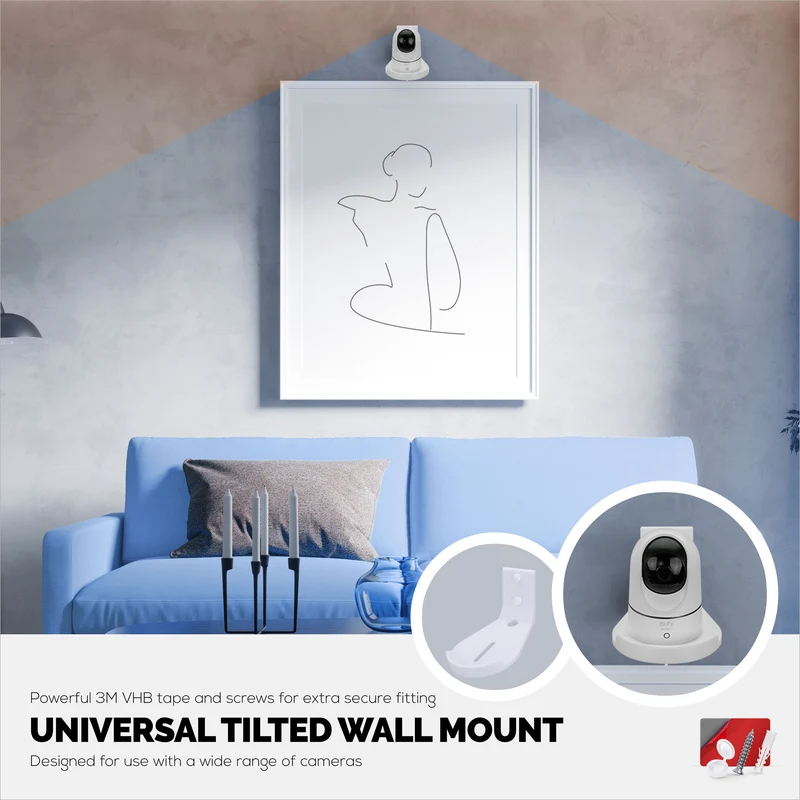 Support mural inclinable pour babyphone et caméra de sécurité compatible avec Eufy, Wyze, Wansview, Blink, TP Link, Ring et autres - Fixation adhésive et à visser, support facile à installer (W07)