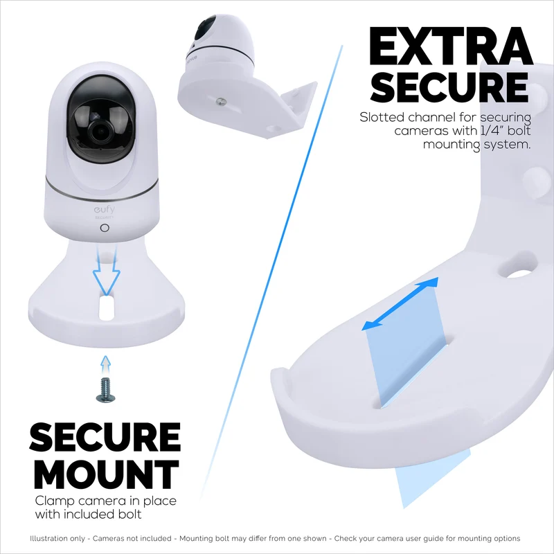 Support mural inclinable pour babyphone et caméra de sécurité compatible avec Eufy, Wyze, Wansview, Blink, TP Link, Ring et autres - Fixation adhésive et à visser, support facile à installer (W07)