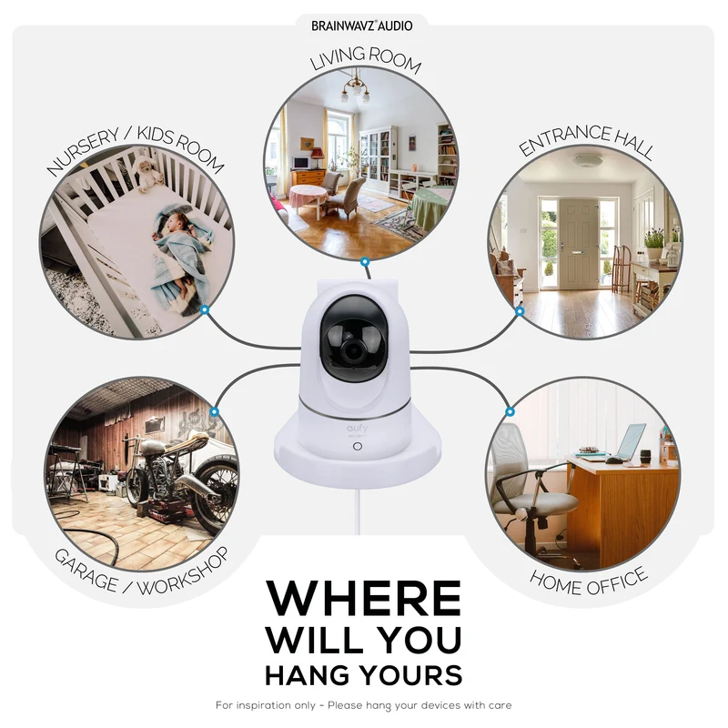 Support mural inclinable pour babyphone et caméra de sécurité compatible avec Eufy, Wyze, Wansview, Blink, TP Link, Ring et autres - Fixation adhésive et à visser, support facile à installer (W07)
