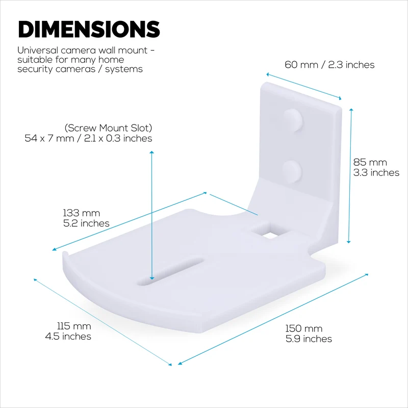 Support mural carré pour babyphone et caméra de sécurité compatible avec Eufy, Wyze, Wansview, Blink, TP Link, Ring et autres - Fixation adhésive et à visser, support facile à installer (W05)