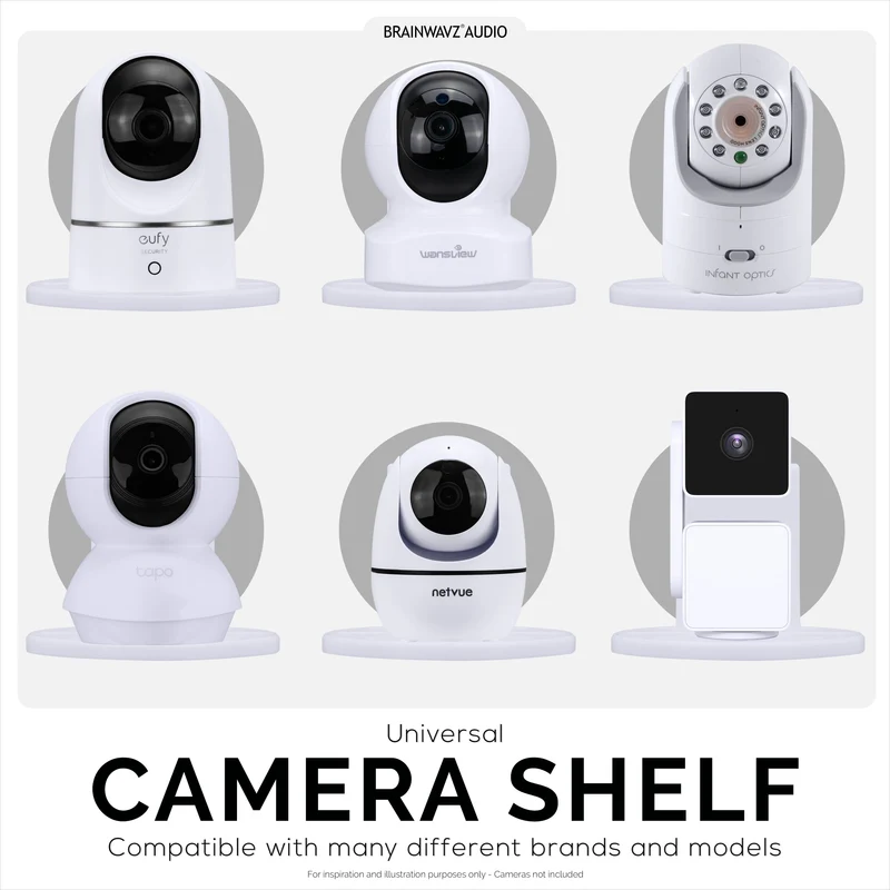 Support mural adhésif pour babyphone et caméra de sécurité, compatible avec Eufy, Wyze, Nanit, Infant Optics, Blink, TP Link, Kasa, Ring et autres, support de sécurité facile à installer (W06)
