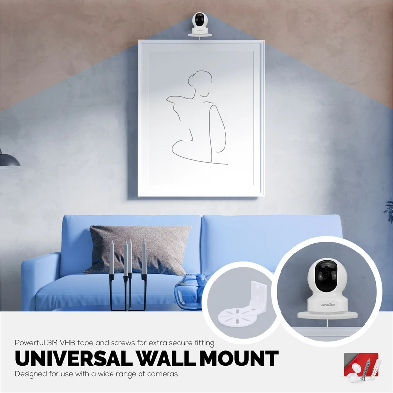 Support mural adhésif pour babyphone et caméra de sécurité, compatible avec Eufy, Wyze, Nanit, Infant Optics, Blink, TP Link, Kasa, Ring et autres, support de sécurité facile à installer (W06)