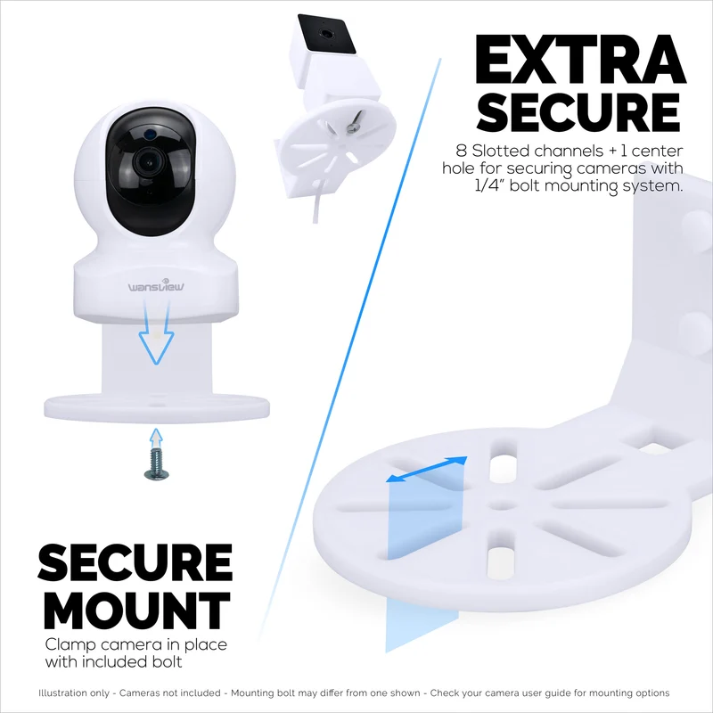 Support mural adhésif pour babyphone et caméra de sécurité, compatible avec Eufy, Wyze, Nanit, Infant Optics, Blink, TP Link, Kasa, Ring et autres, support de sécurité facile à installer (W06)