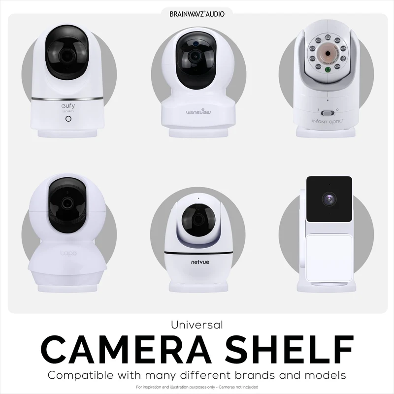 Support mural adhésif pour caméra de surveillance bébé, compatible avec Eufy, Wyze, Nanit, Infant Optics, Wansview, Blink, TP Link, Kasa, Ring et autres, support de sécurité facile à installer (W01)