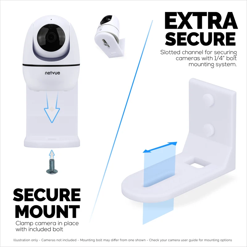 Support mural adhésif pour caméra de surveillance bébé, compatible avec Eufy, Wyze, Nanit, Infant Optics, Wansview, Blink, TP Link, Kasa, Ring et autres, support de sécurité facile à installer (W01)