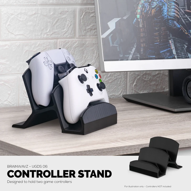 Présentoir de support de contrôleur de jeu de bureau double - Conception universelle pour Xbox One, PS5, Ps4, PC, Steelseries, Steam et plus - UGDS-06