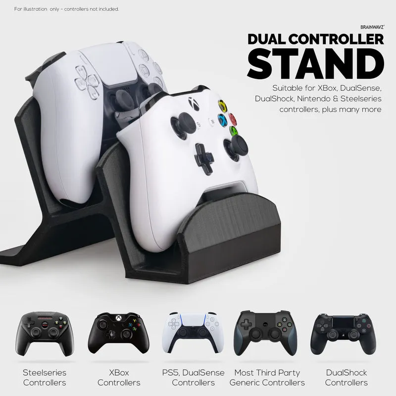 Présentoir de support de contrôleur de jeu de bureau double - Conception universelle pour Xbox One, PS5, Ps4, PC, Steelseries, Steam et plus - UGDS-06