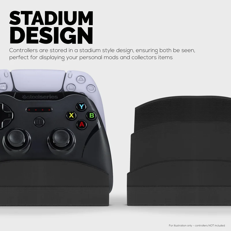 Présentoir de support de contrôleur de jeu de bureau double - Conception universelle pour Xbox One, PS5, Ps4, PC, Steelseries, Steam et plus - UGDS-06