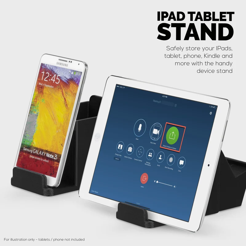Organiseur de bureau avec support pour manette de jeu, support de tablette pour iPad/iPhone, télécommande TV et stockage de stylet, réduit l'encombrement du bureau, ayez tous vos articles de table d'appoint dans un seul espace.