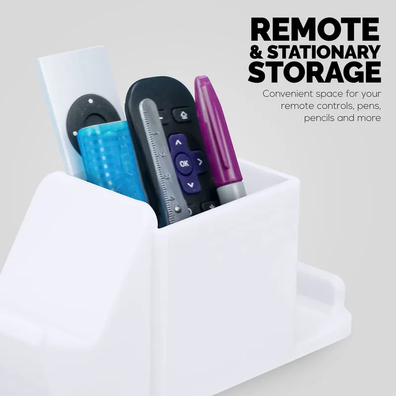 Organiseur de bureau avec support pour manette de jeu, support de tablette pour iPad/iPhone, télécommande TV et stockage de stylet, réduit l'encombrement du bureau, ayez tous vos articles de table d'appoint dans un seul espace.