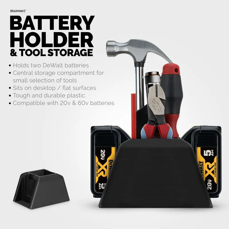 Support de batterie de bureau pour batteries sans fil Dewalt 20 V/60 V avec compartiment de rangement pour outils et stylos, compatible avec les batteries DCB200 DCB203 DCB205 DCB206 DCB606 DCB 609