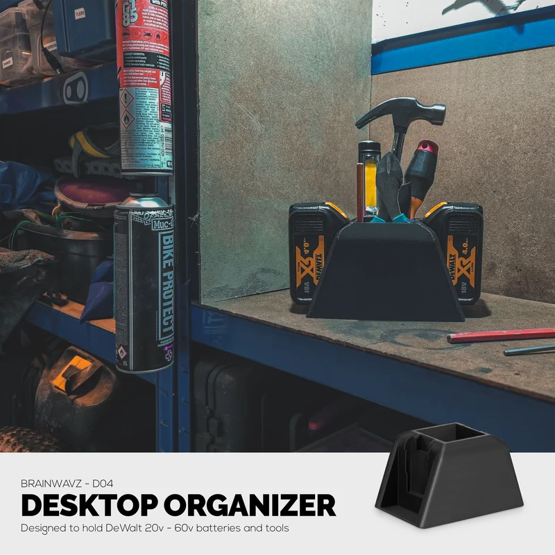 Support de batterie de bureau pour batteries sans fil Dewalt 20 V/60 V avec compartiment de rangement pour outils et stylos, compatible avec les batteries DCB200 DCB203 DCB205 DCB206 DCB606 DCB 609