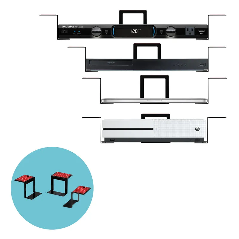 Ordinateur portable 3" en métal sous le bureau, boîtier de câble et support de routeur, adhésif et vissé, peut contenir jusqu'à 3" appareils comme les petits ordinateurs, Macbook, Surface, clavier, commutateur réseau, modems et plus encore.