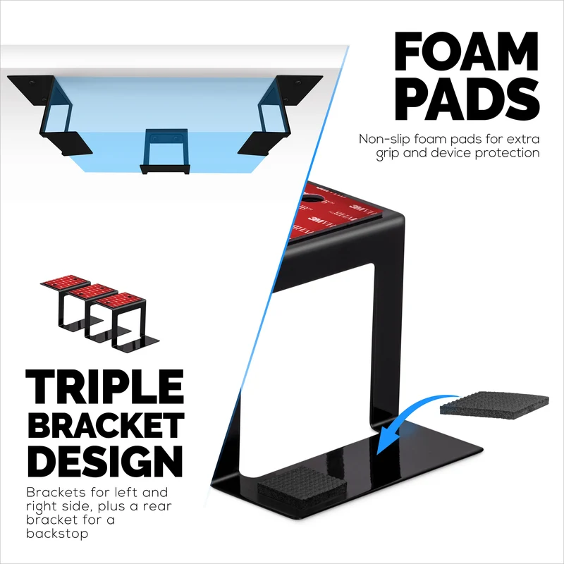 Ordinateur portable 3" en métal sous le bureau, boîtier de câble et support de routeur, adhésif et vissé, peut contenir jusqu'à 3" appareils comme les petits ordinateurs, Macbook, Surface, clavier, commutateur réseau, modems et plus encore.