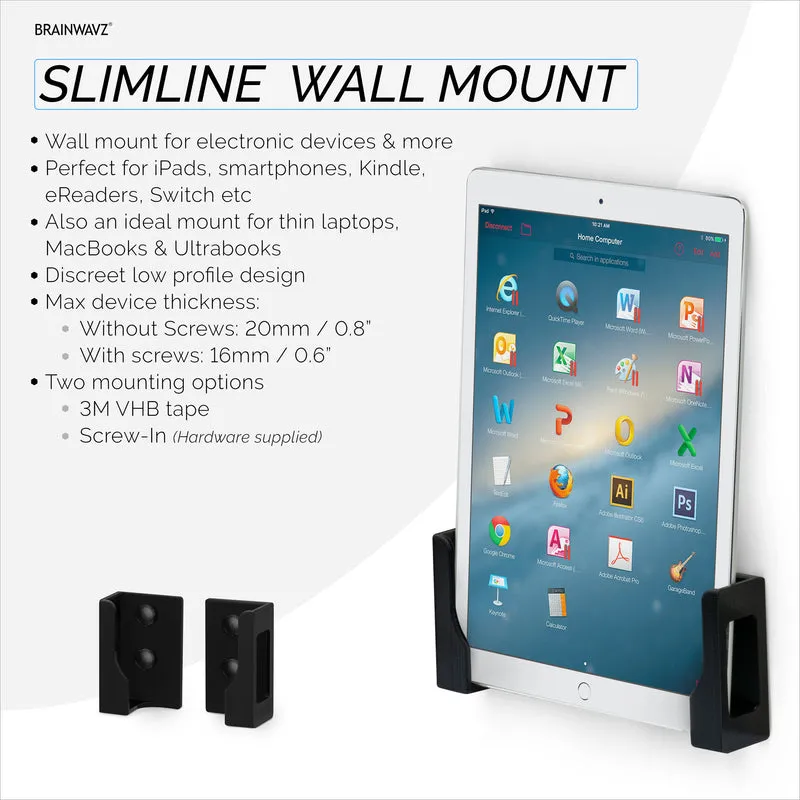 Support mural adhésif pour tablette et ordinateur portable pour iPad, Android, Macbook, Surface, iPad Air, Mini et Pro, Galaxy Tab Note eBooks, Kindle et plus