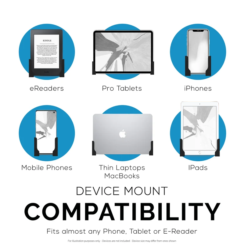 Support mural adhésif pour tablette et ordinateur portable pour iPad, Android, Macbook, Surface, iPad Air, Mini et Pro, Galaxy Tab Note eBooks, Kindle et plus