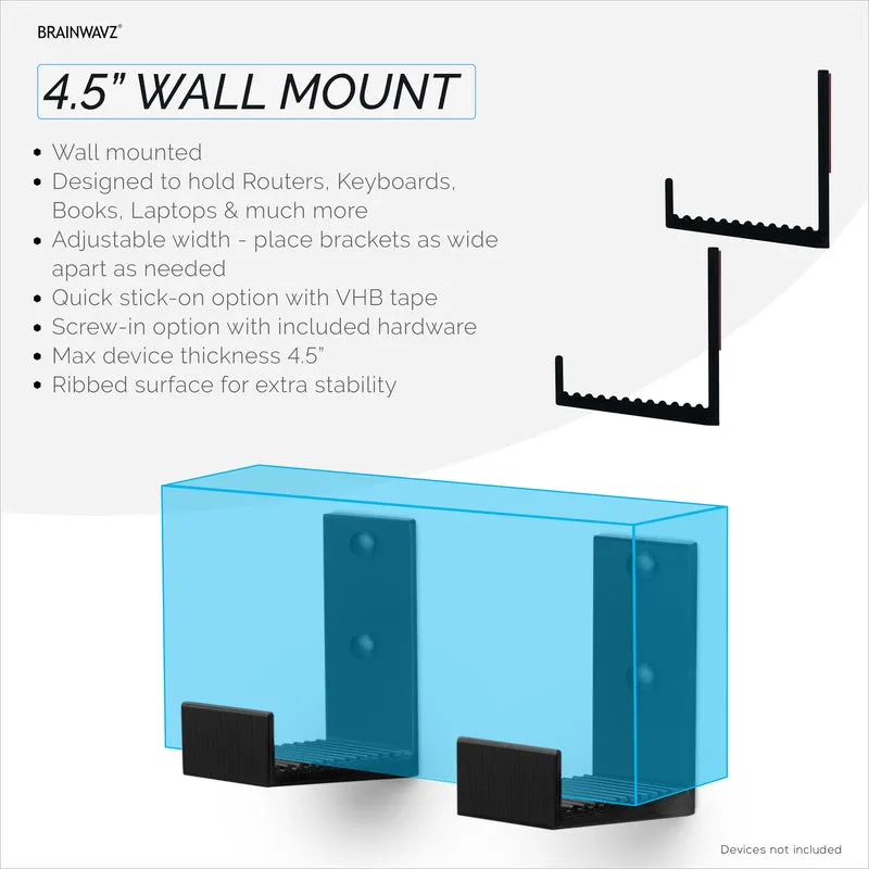 Support de suspension mural pour boîtier de câble 4.5 pouces, adhésif et à visser, pour routeurs, ordinateurs portables, modem, Wi-Fi maillé, Apple TV, commutateur réseau, etc.