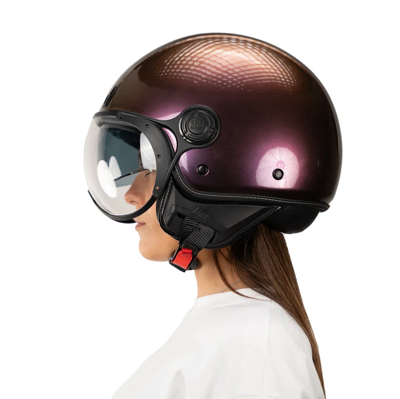 Casque JET A-Ventura Cameleon Magenta irisé monochrome de MM Independent