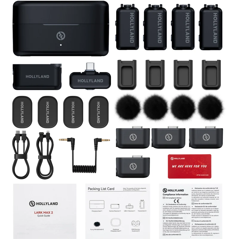 Hollyland LARK MAX 2 Combo 4-Person Wireless Microphone System for Cameras and Mobile Devices (Space Gray, 2.4 GHz)