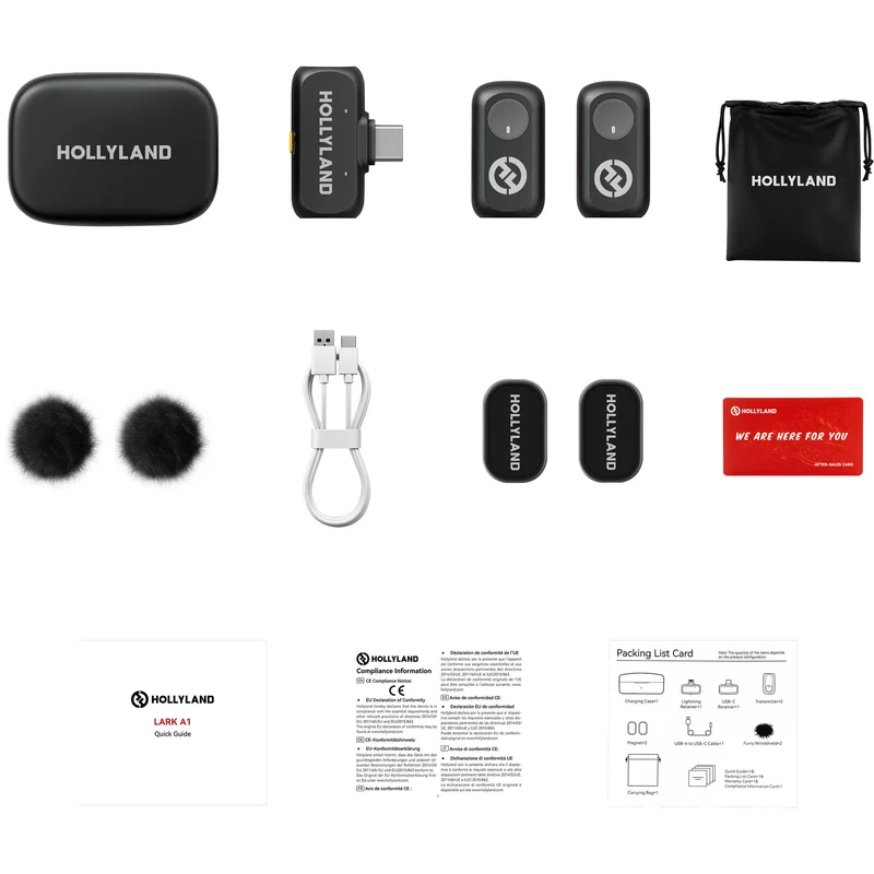 Hollyland LARK A1 Duo 2-Person Wireless Microphone System with USB-C Connector for Mobile Devices (Space Gray, 2.4 GHz)