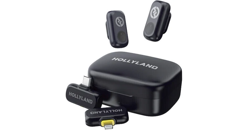 Hollyland LARK A1 Combo 2-Person Wireless Microphone System with USB-C and Lightning Connectors for Mobile Devices (Space Gray, 2.4 GHz)