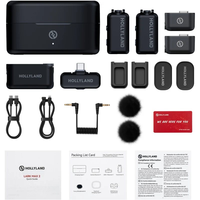 Hollyland LARK MAX 2 Combo 2-Person Wireless Microphone System for Cameras and Mobile Devices (Space Gray, 2.4 GHz)