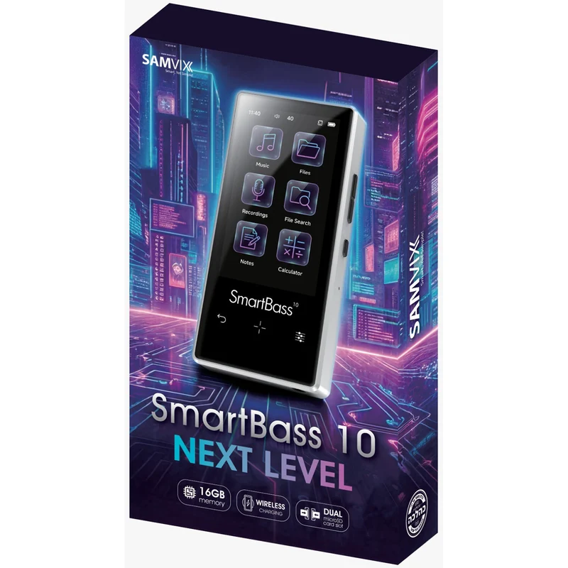 Samvix Smartbass 10 Touchscreen 16GB MP3 Player (Silver)