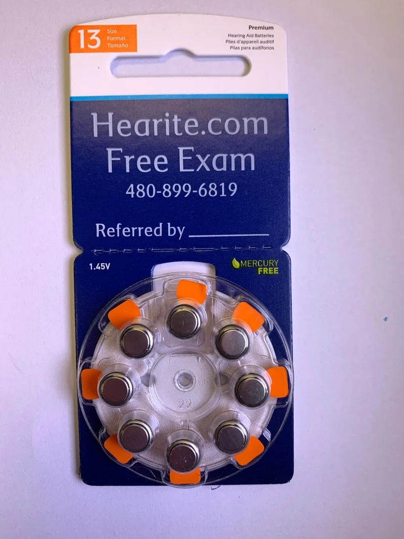 Mercury Free Size 13 Hearing Aid Batteries (8 pack)